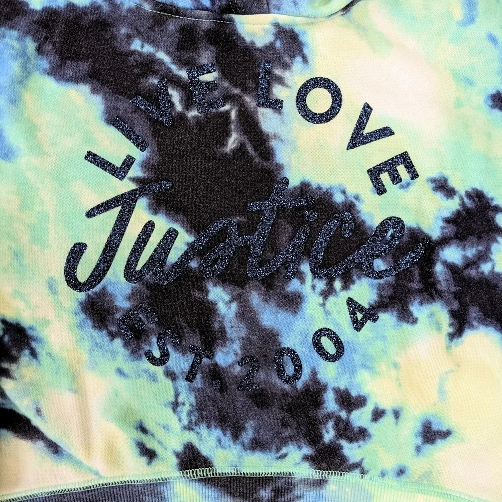 Justice Kids Blue and Green Tie-Dye Hoodie and Navy Sweatshirt Set